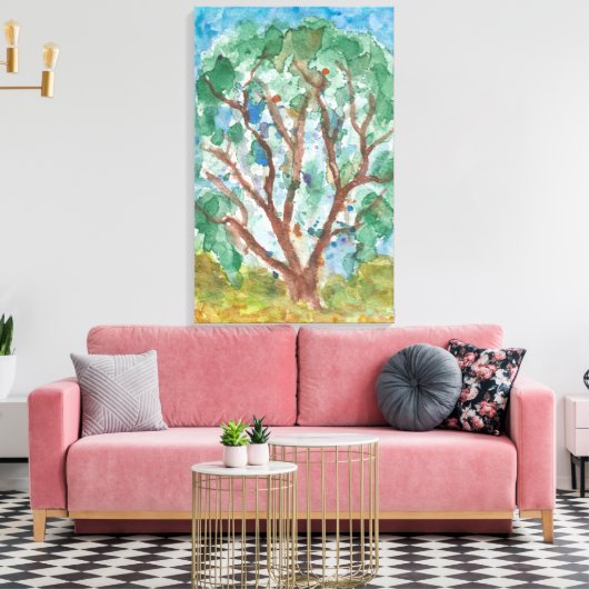 Aquarellbaum Leinwanddruck (Insitu (Wohnzimmer))