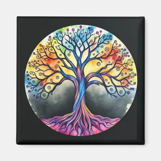 Aquarellbaum Magnet (Vorne)