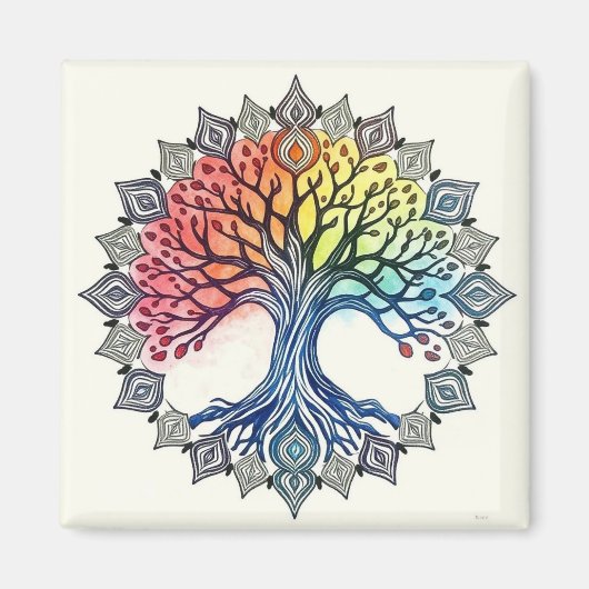 Aquarellbaum Magnet (Vorne)