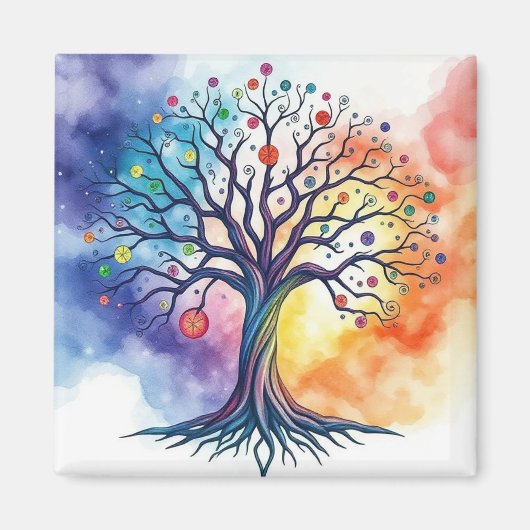 Aquarellbaum Magnet (Vorne)