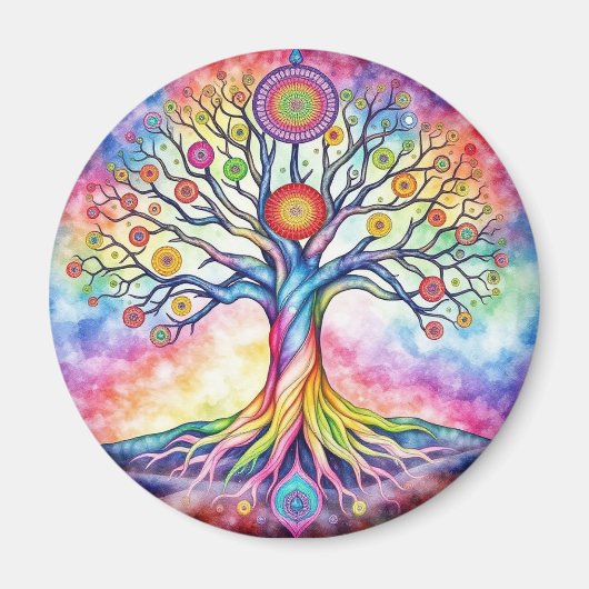 Aquarellbaum Magnet (Vorne)