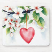 Aquarellbaum mit Herz Mousepad (Vorne)