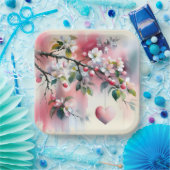 Aquarellbaum mit Herz Pappteller (Party)