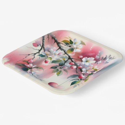 Aquarellbaum mit Herz Pappteller (Gewinkelt)