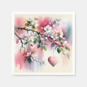 Aquarellbaum mit Herz Serviette