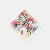 Aquarellbaum mit Herz Serviette (Ecke)