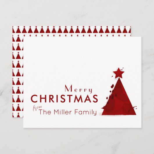 Aquarellbaum Non-Foto Frohe Weihnachtsfamilie Feiertagskarte (Vorne/Hinten)