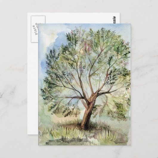Aquarellbaum Postkarte (Vorne/Hinten)