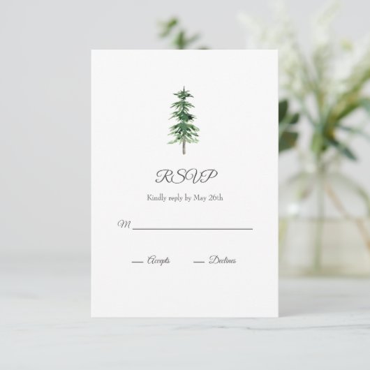 Aquarellbaum RSVP Karte (Stehend Vorderseite)