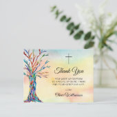 Aquarellbaum Taufe Christening Vielen Dank Postkarte (Stehend Vorderseite)