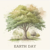 Aquarellbaum. Umwelt und Ökologie des Earth Day Aufkleber (Vorderseite)