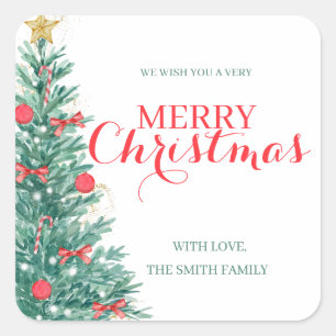 Aquarellbaum Weihnachtsgrüße Sticker