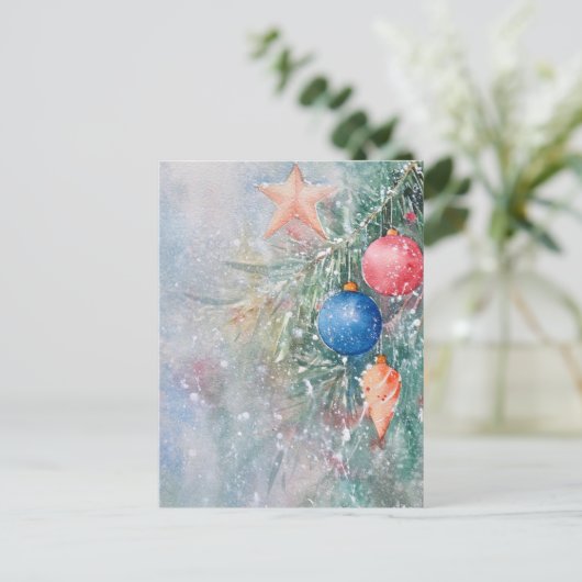 Aquarellbaum Weihnachtskarte | elegant Postkarte (Stehend Vorderseite)