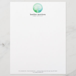 Aquarellbaum Yoga und Wellness Briefbogen