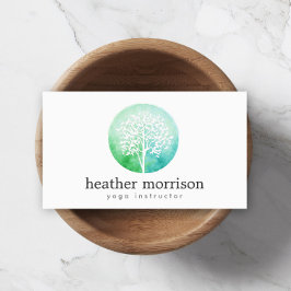 Aquarellbaum Yoga und Wellness Business Card Visitenkarte