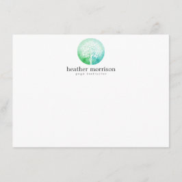 Aquarellbaum Yoga und Wellness Flat Notecard Mitteilungskarte