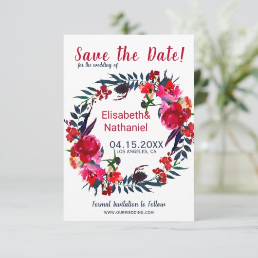 Aquarellbäumchen der Roten Marine rettete Datum de Save The Date (Stehend Vorderseite)