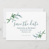 Aquarellbäume, blau, grün, Hochzeit Save The Date (Vorderseite)