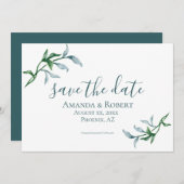 Aquarellbäume, blau, grün, Hochzeit Save The Date (Vorne/Hinten)