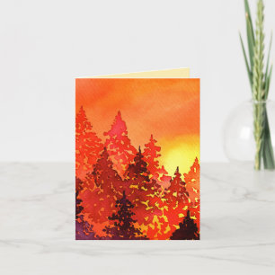 Aquarellbäume Danke Karte