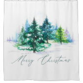 Aquarellbäume Duschvorhang (Vorderseite)