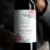 Aquarellbäume. Elegante Hochzeit mit Blumen Weinetikett