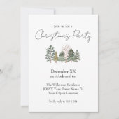Aquarellbäume & Elegantes Script Weihnachten Party Einladung (Vorderseite)