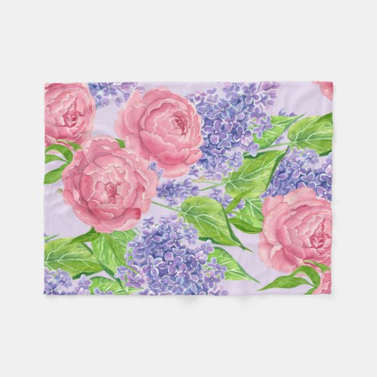 Aquarellbäume Fleecedecke (Vorderseite (Horizontal))