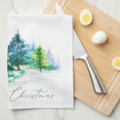 Aquarellbäume Geschirrtuch (Viertel Falte)