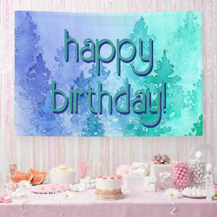 Aquarellbäume glücklich zum Geburtstag Banner
