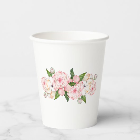 Aquarellbäume in zarten Farben Pappbecher (Vorderseite)