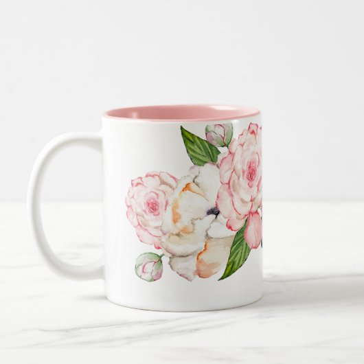 Aquarellbäume in zarten Farben Zweifarbige Tasse (Links)