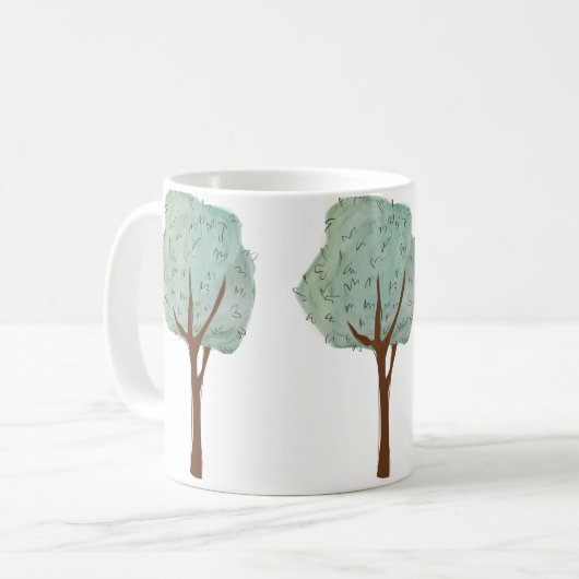 Aquarellbäume Kaffeetasse (Vorderseite Links)