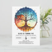 Aquarellbäume, Lebensbäume Einladung (Stehend Vorderseite)