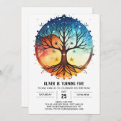 Aquarellbäume, Lebensbäume Einladung (Vorne/Hinten)