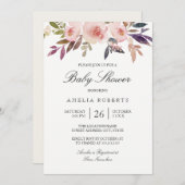 Aquarellbäume Lila Pink Baby Dusche Einladung (Vorne/Hinten)