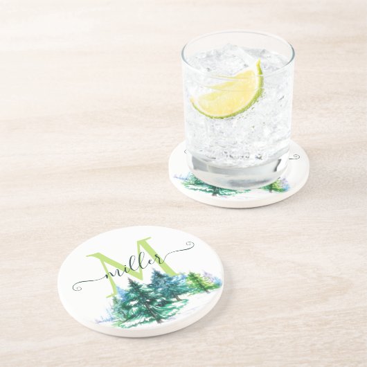 Aquarellbäume personalisierter Untersetzer (Seite)