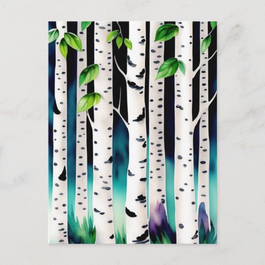 Aquarellbäume Postkarte (Vorderseite)