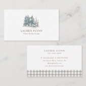 Aquarellbäume Real Anwesen Agent Grau Kariert Visitenkarte (Vorne/Hinten)