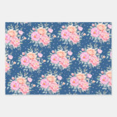 Aquarellbäume Rose Pink Peach Blumenstrauß Geschenkpapier Set (Vorderseite)