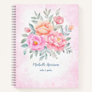 Aquarellbäume Rose Rosa Pfirsichblüte Notizblock