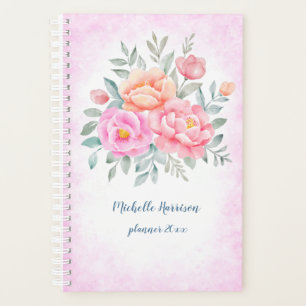 Aquarellbäume Rose Rosa Pfirsichblüte Planer