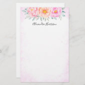 Aquarellbäume Rose Rosa Pfirsichpfirsich Boho Briefpapier (Vorne/Hinten)