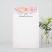 Aquarellbäume Rose Rosa Pfirsichpfirsich Boho Briefpapier (Stehend Vorderseite)