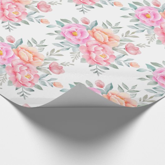 Aquarellbäume Rose Rosa Pfirsichpfirsich Boho Geschenkpapier (Ecke)