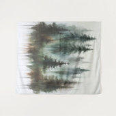 Aquarellbäume Rustikale Wildnis Foto Hintergrund Wandteppich (Vorderseite (Horizontal))