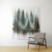 Aquarellbäume Rustikale Wildnis Foto Hintergrund Wandteppich (Beispiel)