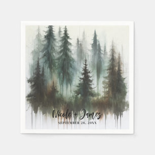 Aquarellbäume Rustikale Wildnis Hochzeit Serviette
