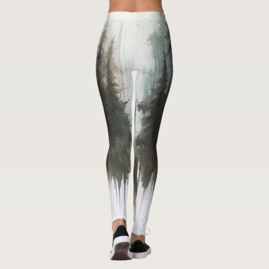 Aquarellbäume Rustikale Wildnis Leggings (Rückseite)