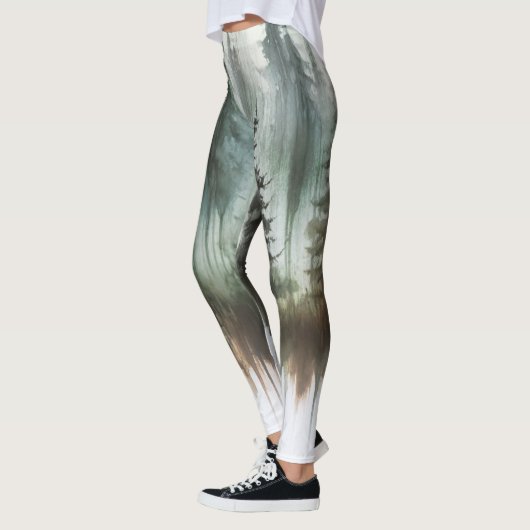 Aquarellbäume Rustikale Wildnis Leggings (Links)